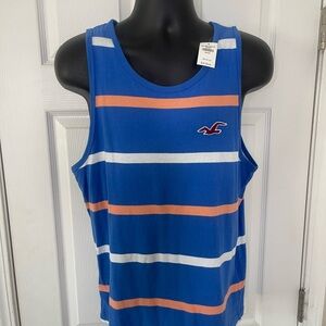 Hollister Blue and Orange Striped Swim Shirt